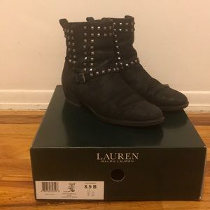 Ralph Lauren matte suede black boots size 8.5!